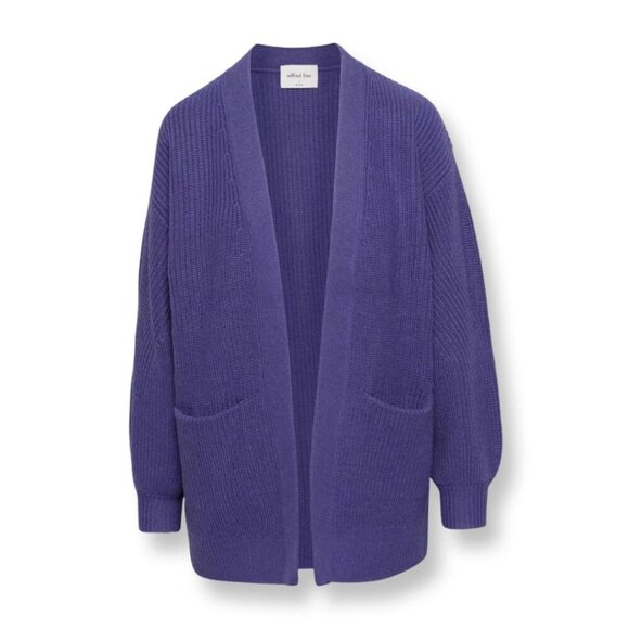 Aritzia Wilfred Free Unwind Cozy Open Front Wool Chunky Cardigan Purple Size XL - Picture 2 of 13